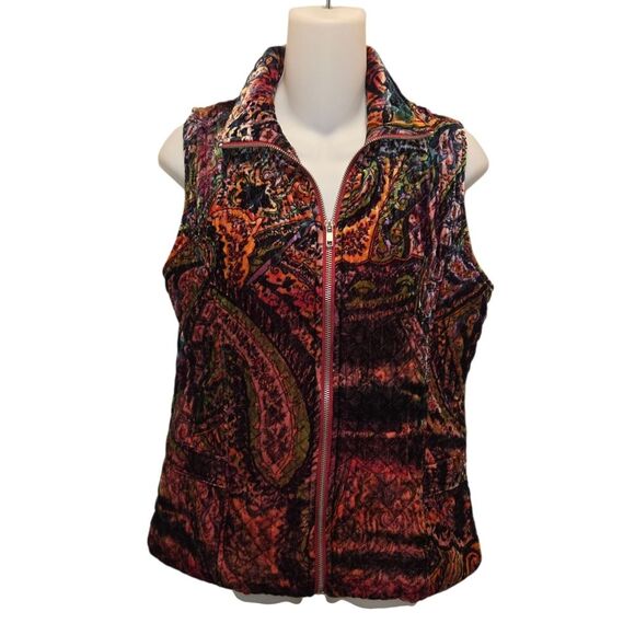 Chico's Jackets & Blazers - Chico's Vintage Silk Quilted Paisley Print Full Zip Vest Size 0 Small